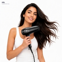Sèche-cheveux pliable 2000 W, moteur à courant continu, concentrateur et protection contre la surchauffe, OEM