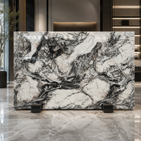Dalle de pierre frittée de luxe effet Dragon Ascendant 1600x3200mm, grand format, aspect marbre bleu foncé, en porcelaine pour murs et sols de villa
