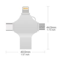 Clé USB multifonctionnelle en forme de croix 4-en-1, corps métallique, application gratuite, clé mémoire pour iPhone Android