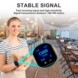 Système d'appel sans fil en promotion - 20 boutons d'appel pour table/salle + 1 récepteur d'affichage + 2 pagers montre pour serveurs |   Restaurant/Hôpital - Product Image 6
