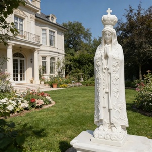 Statue de Notre-Dame de Fatima en marbre sculptée à la main, design européen, pour décoration de jardin extérieur, église, catholique, sacrée. - Product Image 1