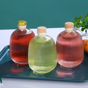 Botella de bebida de vidrio transparente de 375ml, tapa de corcho, serigrafía plana de flor de melocotón para licor jugoso, vino, <span class=keywords><strong>whisky</strong></span>, Vodka, Tequila - Product Image 4