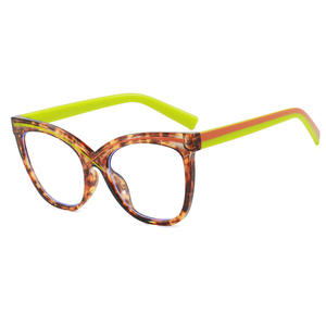 Montatura per Occhiali da Donna alla Moda con Lenti Quadrate Effetto Occhio di Gatto, Montatura Completa a Croce X, Specchio Piatto Anti-Luce Blu - Product Image 5