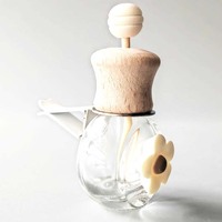 Botol parfum mobil Diffuser minyak esensial kartun gantung kayu kreatif dengan klip ventilasi botol parfum aromaterapi kaca