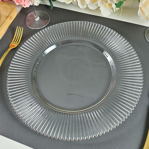 Piring Sajian Kaca Berwarna Transparan dengan Pinggiran Bergaris dan Teknik Enamel Berwarna untuk Acara Pernikahan - Product Image 6