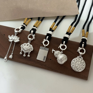 สร้อยคอเชือกถักสไตล์จีนเงินแท้ S925 พร้อมจี้มงคล เครื่องประดับสวมใส่ได้ทุกวัน ของสะสม - Product Image 2