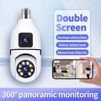 Caméra ampoule WiFi double objectif 4MP, caméra de plafond, surveillance domestique, sécurité intelligente, surveillance réseau, lampe intérieure, double caméra