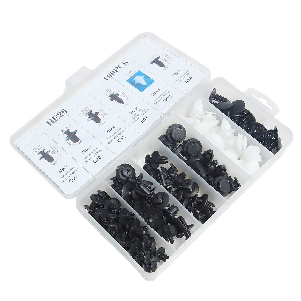 Lot De 100 Clips De Fixation Auto - Pour Pare-chocs, Pare-brise, Garnitures