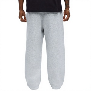 Pantalon de survêtement gris pour homme, coupe large, taille élastique, en coton, décontracté, pour l'automne - Product Image 2