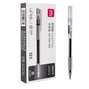 Stylo gel Deli S108 0,5 mm encre noire pour bureau, école, écriture, signature, corps en plastique à prise souple - Product Image 2