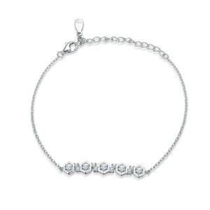 Wholesale 925 Sterling <b>Silver</b> Trendy Bowknot <b>Charm</b> <b>Bracelet</b> for Women Rhodium Plated Zircon for Wedding Party or Gift - Product Image 1