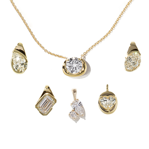 Gemnel - Juego de Collar con Colgante de Piedras Grandes en Forma de Pera, Esmeralda, Corazón y Circonita Blanca, Plata 925, Joyería Fina Minimalista - Product Image 1