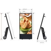 Afficheur LCD haute luminosité 43 pouces 1500 nits, lecteur publicitaire Android alimenté par batterie, kiosques avec roues mobiles