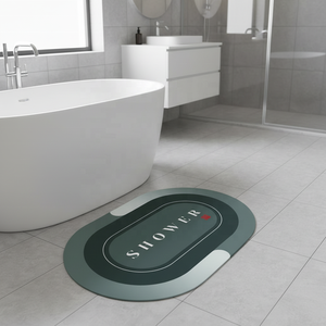 Tappetino da Bagno Ovale Morbido in Gomma, Super Assorbente, Resistente, con Tecnologia Antiscivolo per Pavimenti, in Tessuto Feltro - Product Image 2