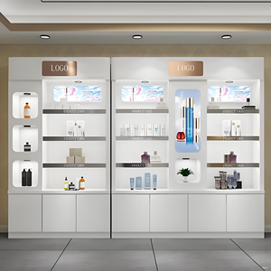Muebles de Exhibición de Cosméticos de Lujo para <span class=keywords><strong>Tiendas</strong></span> de Belleza, Muebles de Almacenamiento de Madera Lacada con Iluminación LED Personalizada - Product Image 3