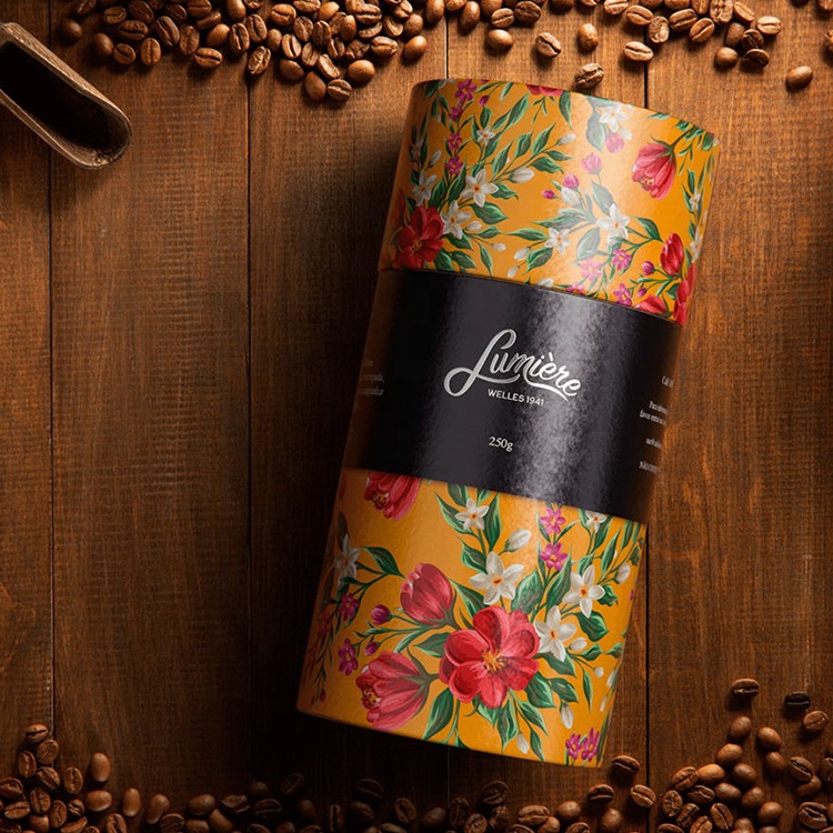 Custom Design Biodegradable Food Grade Kraft Cardboard Round Paper Rolling Tube Packaging Coffee Bean Paper Tube