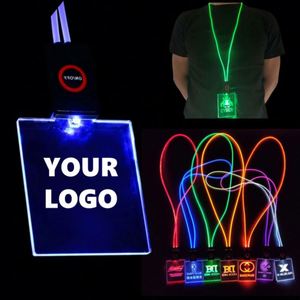 Lighting Wedding Decoration Neo Sign Rechargeable Usb Flash Promotional <b>Light</b> up Name Badge <b>Led</b> Lanyard Acrylic Work Tag <b>Bar</b> - Product Image 1