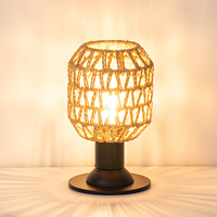 Lampes de bureau suspendues rotin noir décor USB interrupteur tactile créatif trois couleurs lecture protection des yeux industriel moderne lampe de Table LED