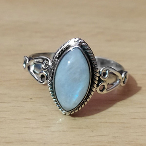Bague pour femme en larimar, design rétro simple, bijou de mode pour tous les jours et les fêtes, cadeau - Product Image 6