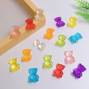 100 Breloques Lumineuses Kawaii en Forme d'Ours Gélifiés pour Slime, Ongles, Résine, Scrapbooking, Artisanat, Décoration de Coque de Téléphone, DIY - Product Image 3