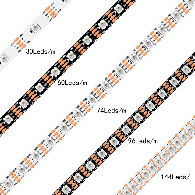 OEM Factory Direct WS2815 WS2812B Addressable RGB LED Strip 5V 12V 144 LEDs/M Dream Color Programmable Smart Pixel Tape IP65