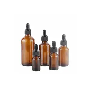 Amber 15ml 30ml 60ml 120ml Boston Round Glass Dropper Bottle 1oz 2oz 4oz 8oz 16oz Essential Oil Bottles