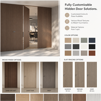 Porte encastrée à lattes de bois, invisible, pour villa, hôtel, appartement, bureau – Porte murale dissimulée moderne et minimaliste