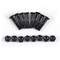 Kit d'accessoires de fixation pour skateboard : Vis et écrous, supports pour longboard, conception double-courbée, vis antidérapantes en acier au carbone noir