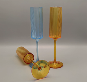 Элегантные бокалы для игристого вина, 6 унций, ребристые одноразовые прозрачные винтажные флейты для шампанского из пластика мимозы с длинной ножкой для свадеб - Product Image 4