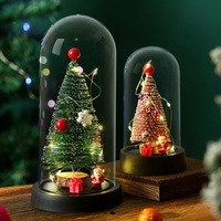 Mini-Weihnachtsbaum in Glaskuppel mit LED-Lichtern, Weihnachtsmann-Figur, Tischdekoration, Weihnachts-/Geburtstagsgeschenk für Freundin