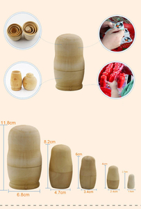 Poupée russe de dessin animé ours brun cinq étages ours de forêt artisanat en bois - Product Image 6