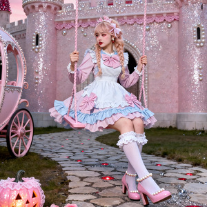 Ensemble de costume de demoiselle d'honneur Lolita rose pour Halloween, avec robes en polyester doux, <span class=keywords><strong>tenue</strong></span> de scène pour femmes - Product Image 4