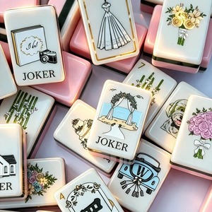 Tessere di Mahjong in Acrilico con Motivo Floreale e Abito da Sposa, <span class=keywords><strong>Gioco</strong></span> Artistico Americano per Passatempi, Regalo a Tema Matrimonio - Product Image 3