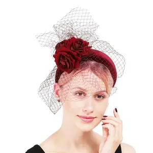 lady's padded headband floral hairbands party events decorative big flower fascinator