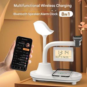 Petit chargeur sans fil Rgb, haut-parleurs sans fil intelligents Bluetooth, réveil avec lumière du jour et lumière d'alarme, station de charge rapide 15w - Product Image 2