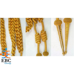 Aiguillettes en soie bleu ciel OEM, cordons d'épaule, lanières avec embouts en or, argent et laiton pour uniformes de cérémonie, fabriquées en fil de bullion - Product Image 3