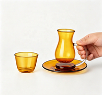Ensemble de tasses à thé en verre borosilicate ambré, tasse en forme de poire, petite tasse en verre et soucoupe, résistant à la chaleur, vaisselle à café pour la maison et le café