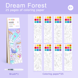 Dream Forest designs Pocket painting BOOK, no mess 25 fogli water color patterns book con art brush for Girls Kids Toddle - Product Image 6