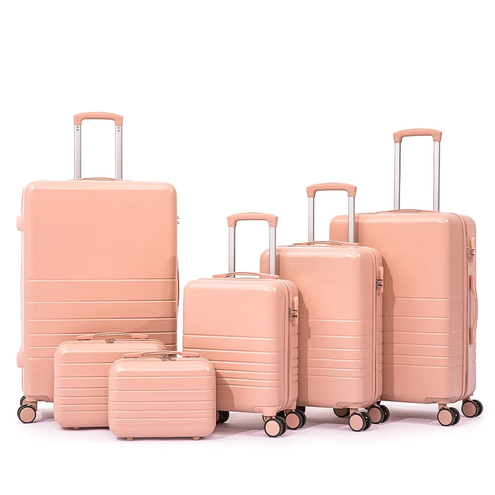 Bagages à main en ABS personnalisé rose 6 pièces sac rigide ensembles de bagages de voyage avec roues pivotantes bagages koffer