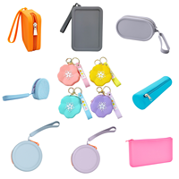 Adorable étui pour écouteurs motif doodle, petite pochette zippée, sac porte-clés multifonction, porte-monnaie en silicone pour filles