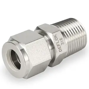 SS Compression Tube Fittings 1/4"OD x 1/4" Male NPT High Pressure Double Ferrule Type Union Water Male Connector Manufacturers