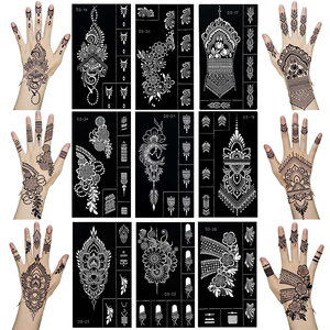 เฮนน่าวางร่างกายสีเพ้นท์มือด้านหลังนิ้วสติกเกอร์รอยสักแม่แบบกลวงเพ้นท์สีเฮนน่า - Product Image 3