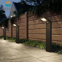 Lampu Bollard Dekoratif Lanskap Luar Ruangan Tahan Air IP65 Modern Berkualitas Tinggi, Lampu Taman LED Tenaga Surya Aluminium Hitam CRI