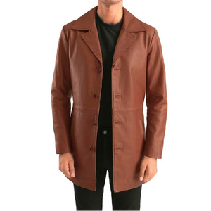 Nouveau manteau en daim élégant pour homme, manteau en cuir pleine longueur pour homme, manteau de haute qualité avec logo personnalisé, manches classiques - Product Image 6