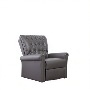 Medium Gray Faux Leather Reclining Chair Tufted Back Manual Recliner Living Room Furniture - Product Image 1