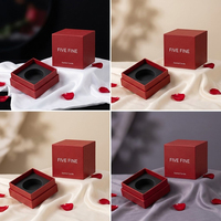 Ensemble cadeau de diffuseur de parfum et de bougie parfumée rouge mat de luxe avec insert en mousse EVA, couvercle et base noirs, boîte à parfum