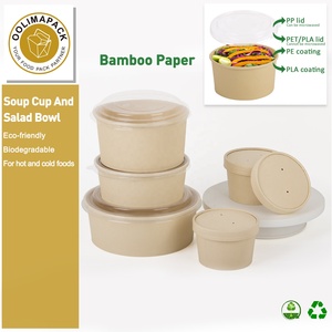 Dùng Một Lần Sinh Thái Thân Thiện 500Ml-1300Ml Giấy Tre Sợi Salad Bowl Container Với PLA Nắp - Product Image 2