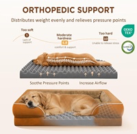 Grand lit orthopédique moderne pour chien, en velours sculpté imperméable, avec mousse alvéolée, canapé-lit pour animaux de compagnie, housse amovible, antidérapant, en carton