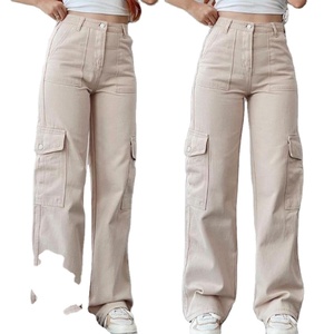 Logo personnalisé <span class=keywords><strong>Pantalon</strong></span> de travail en <span class=keywords><strong>chino</strong></span> décontracté pour femmes <span class=keywords><strong>Pantalon</strong></span> de jogging Baggy à jambe droite <span class=keywords><strong>Pantalon</strong></span> cargo pour femmes <span class=keywords><strong>Pantalon</strong></span> cargo respirant à la taille élastique - Product Image 2
