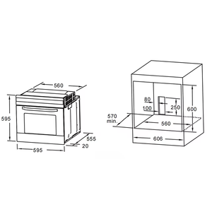 Four électrique encastré en acier inoxydable de 60cm avec panneau de commande tactile complet Fonction turbo à convection pour usage domestique - Product Image 6